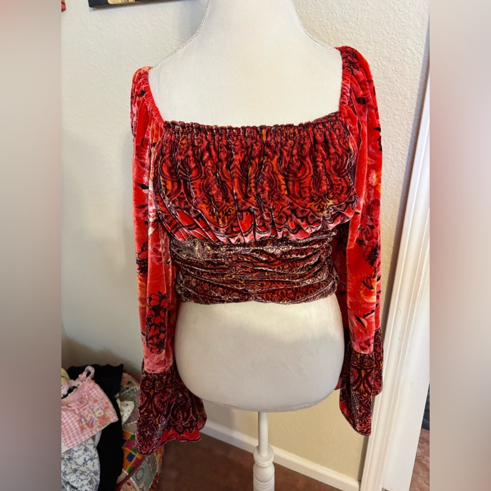 Free People Red Velvet Top